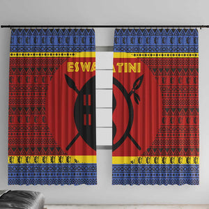 Eswatini Flag Window Curtain Nguni Shield Spear Pattern