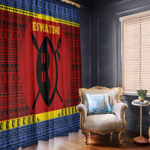Eswatini Flag Window Curtain Nguni Shield Spear Pattern