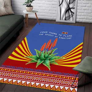 Aloe Vera Eswatini Area Rug Flag Print and Cultural Motif From Thorn to Flame