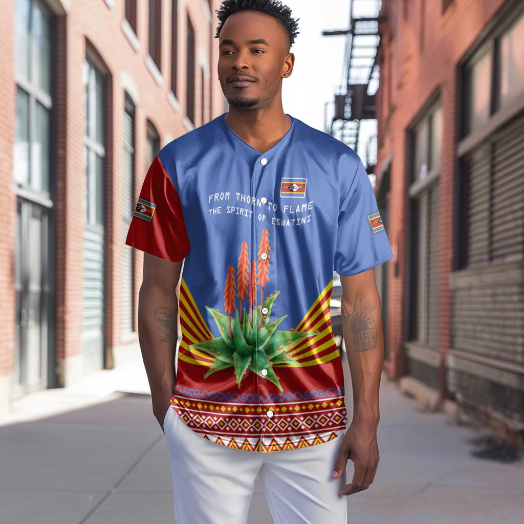 Aloe Vera Eswatini Baseball Jersey Flag Print and Cultural Motif From Thorn to Flame