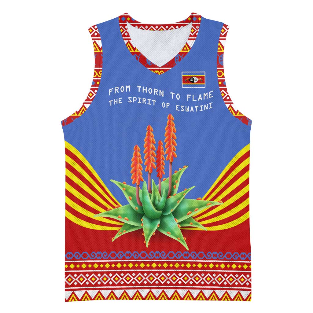 Aloe Vera Eswatini Basketball Jersey Flag Print and Cultural Motif From Thorn to Flame TS04