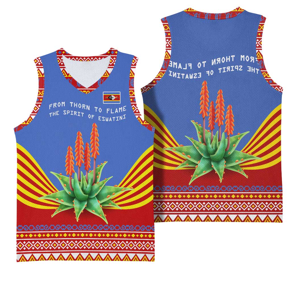 Aloe Vera Eswatini Basketball Jersey Flag Print and Cultural Motif From Thorn to Flame - African Pride