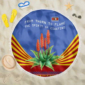 Aloe Vera Eswatini Beach Blanket Flag Print and Cultural Motif From Thorn to Flame