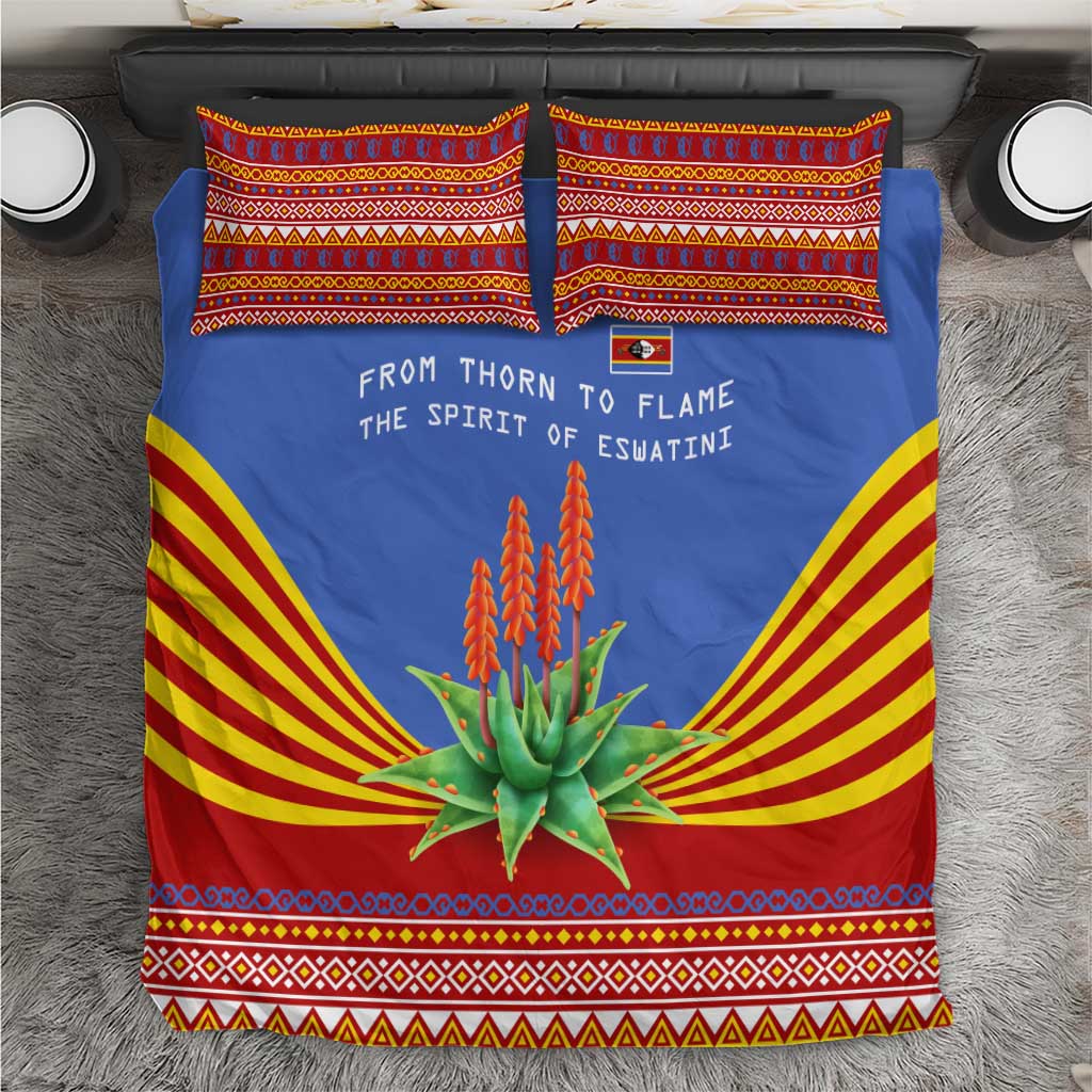 Aloe Vera Eswatini Bedding Set Flag Print and Cultural Motif From Thorn to Flame