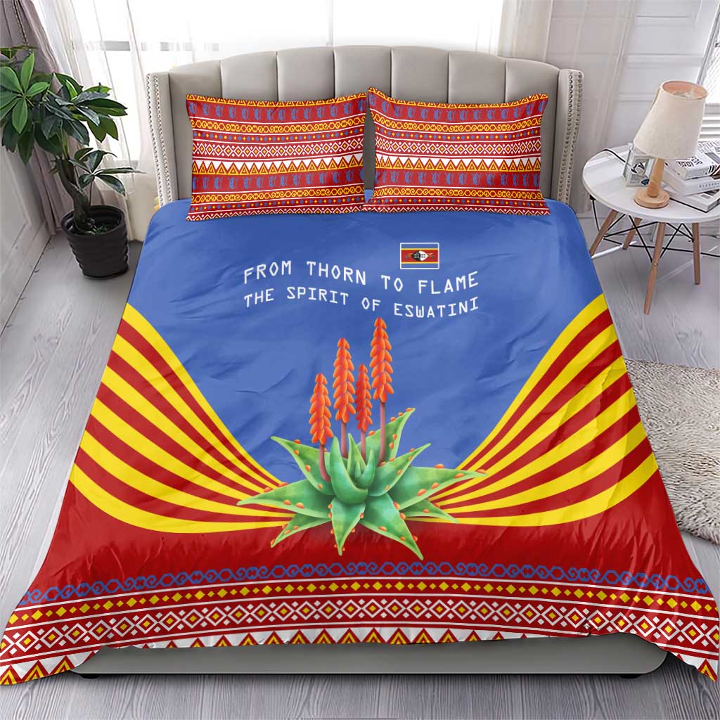 Aloe Vera Eswatini Bedding Set Flag Print and Cultural Motif From Thorn to Flame