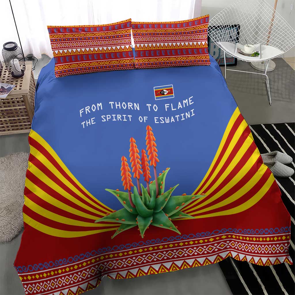Aloe Vera Eswatini Bedding Set Flag Print and Cultural Motif From Thorn to Flame