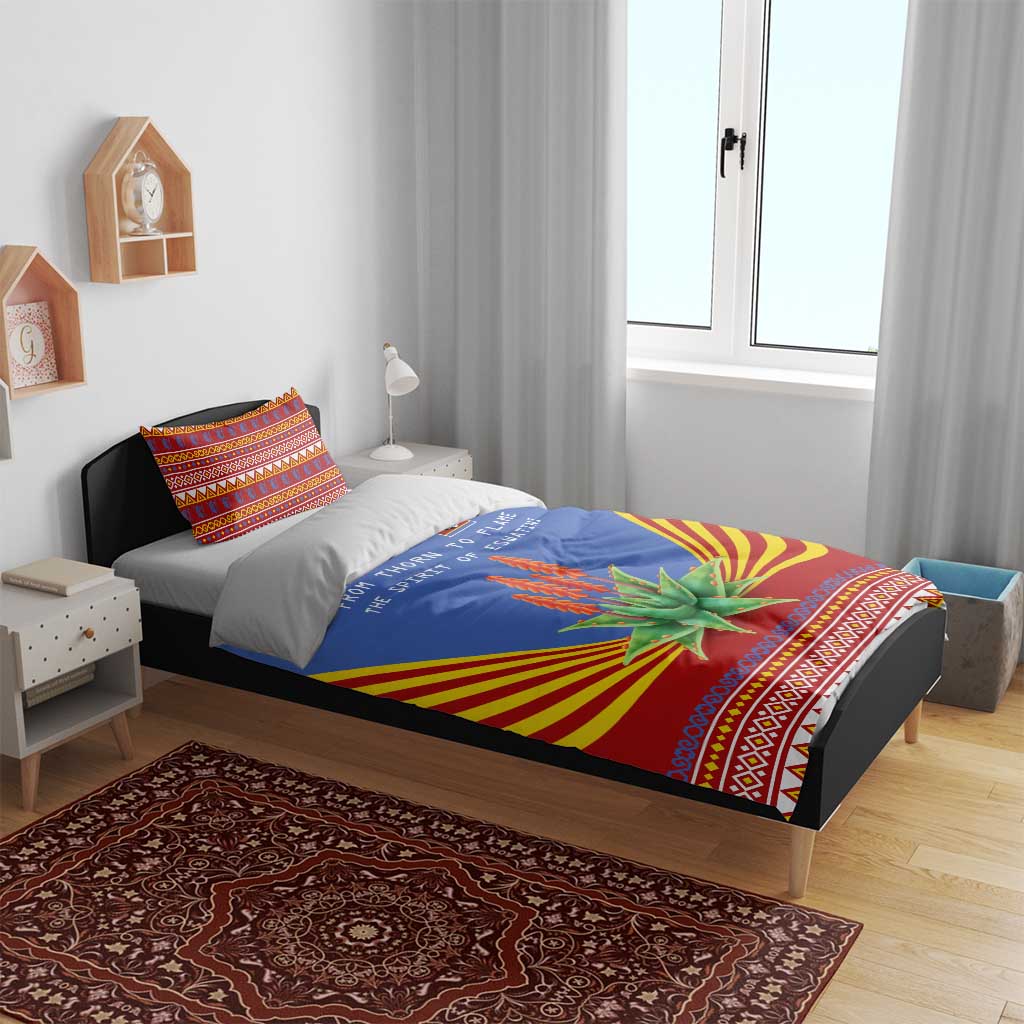 Aloe Vera Eswatini Bedding Set Flag Print and Cultural Motif From Thorn to Flame