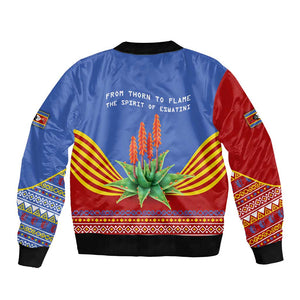 Aloe Vera Eswatini Bomber Jacket Flag Print and Cultural Motif From Thorn to Flame