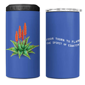 Aloe Vera Eswatini 4 in 1 Can Cooler Tumbler Flag Print and Cultural Motif From Thorn to Flame