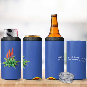 Aloe Vera Eswatini 4 in 1 Can Cooler Tumbler Flag Print and Cultural Motif From Thorn to Flame