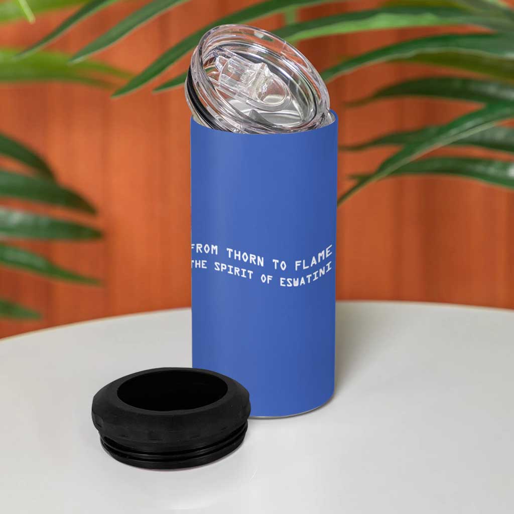 Aloe Vera Eswatini 4 in 1 Can Cooler Tumbler Flag Print and Cultural Motif From Thorn to Flame