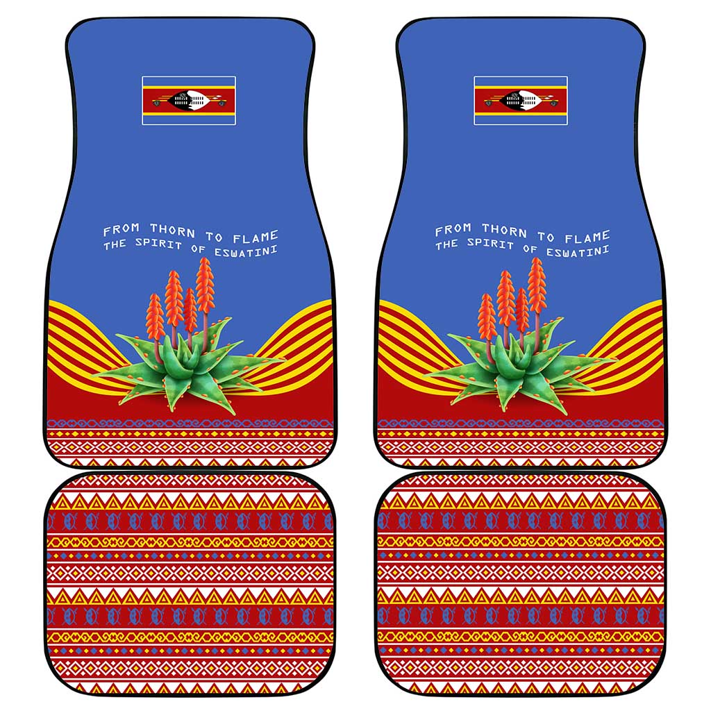 Aloe Vera Eswatini Car Mats Flag Print and Cultural Motif From Thorn to Flame