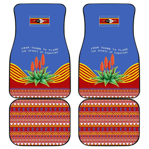 Aloe Vera Eswatini Car Mats Flag Print and Cultural Motif From Thorn to Flame