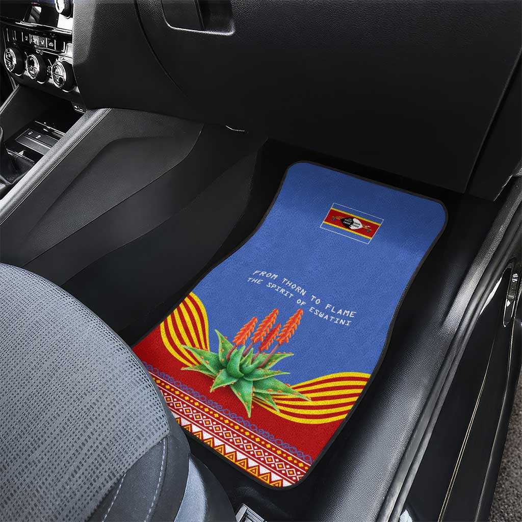 Aloe Vera Eswatini Car Mats Flag Print and Cultural Motif From Thorn to Flame