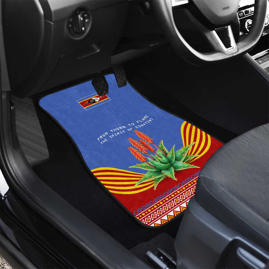 Aloe Vera Eswatini Car Mats Flag Print and Cultural Motif From Thorn to Flame