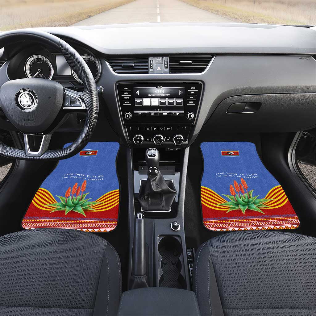 Aloe Vera Eswatini Car Mats Flag Print and Cultural Motif From Thorn to Flame