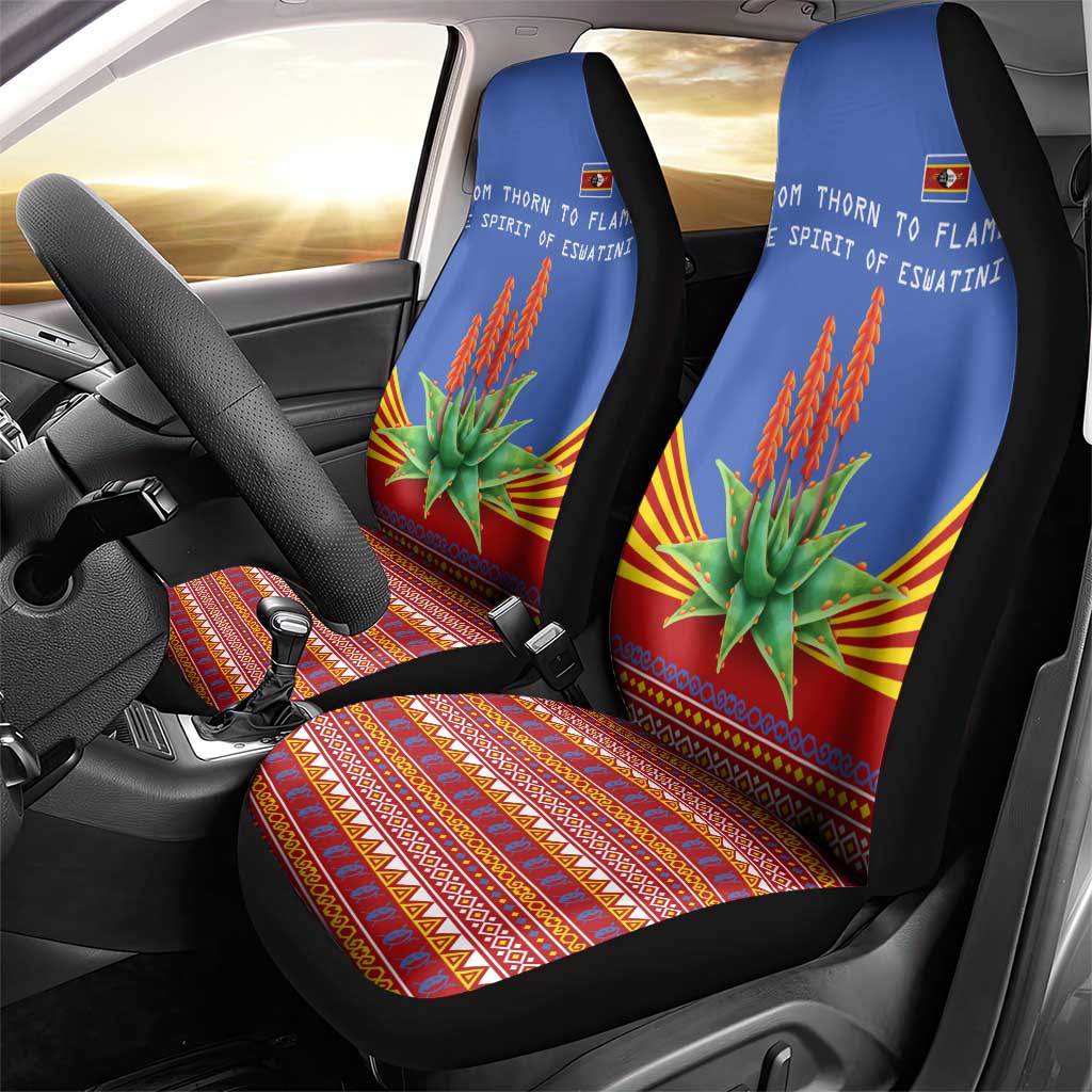 Aloe Vera Eswatini Car Seat Cover Flag Print and Cultural Motif From Thorn to Flame