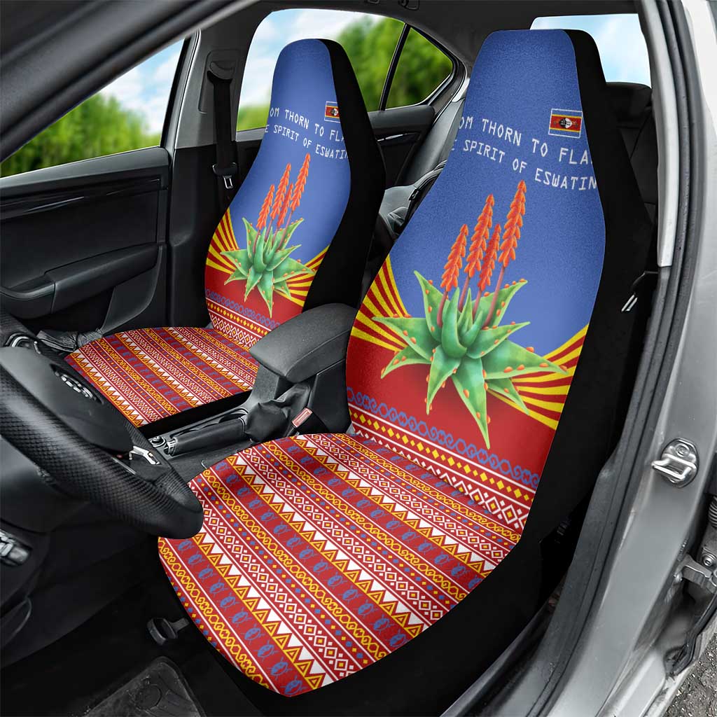Aloe Vera Eswatini Car Seat Cover Flag Print and Cultural Motif From Thorn to Flame