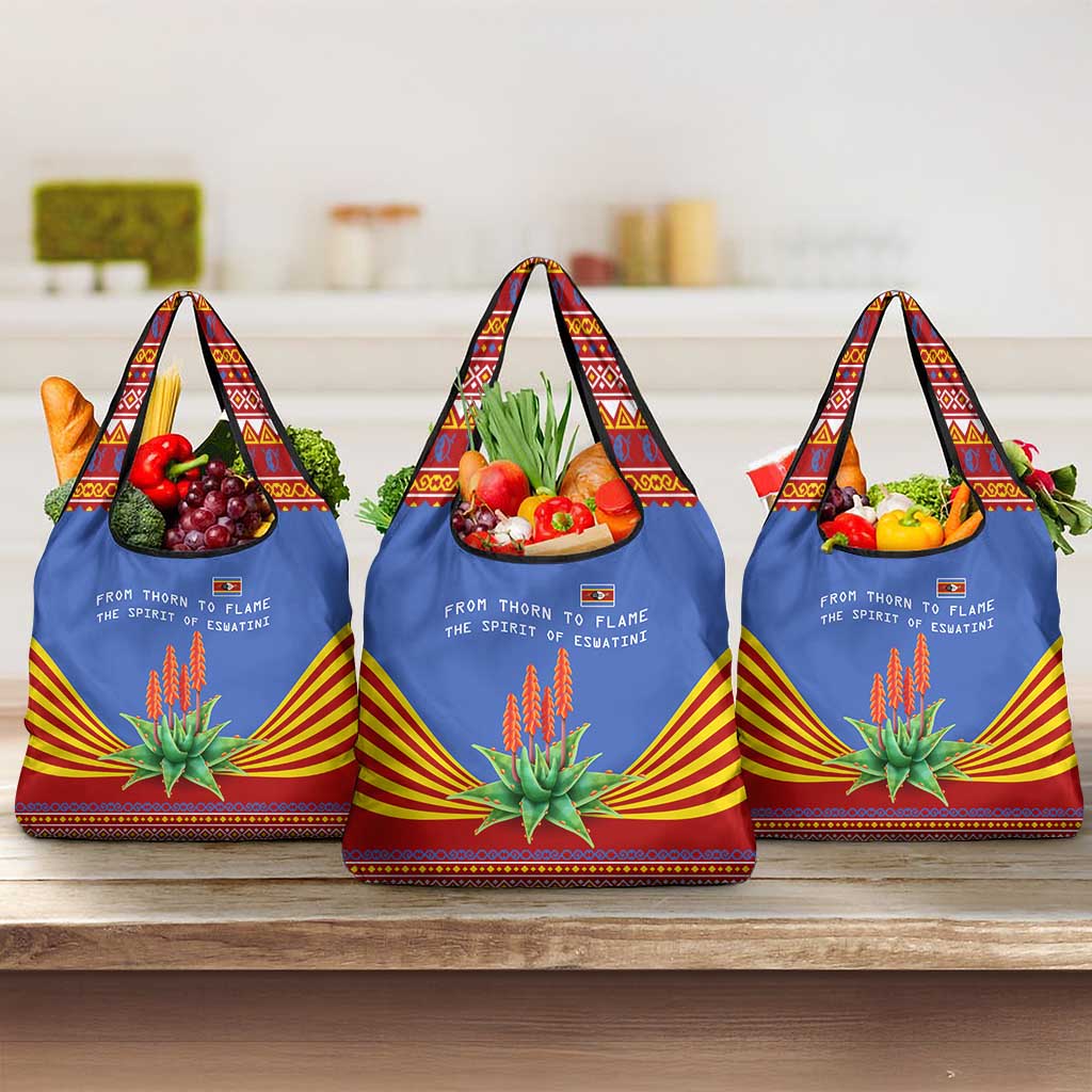 Aloe Vera Eswatini Grocery Bag Flag Print and Cultural Motif From Thorn to Flame
