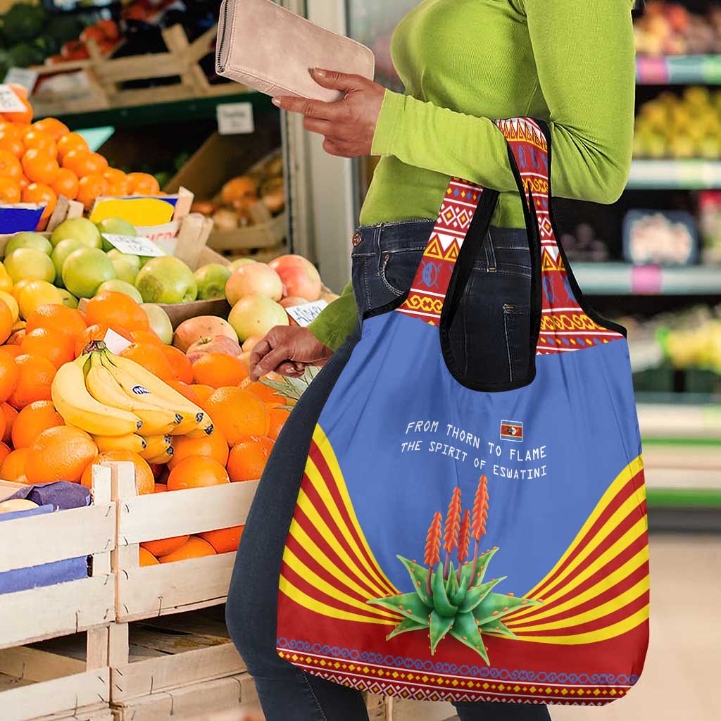 Aloe Vera Eswatini Grocery Bag Flag Print and Cultural Motif From Thorn to Flame