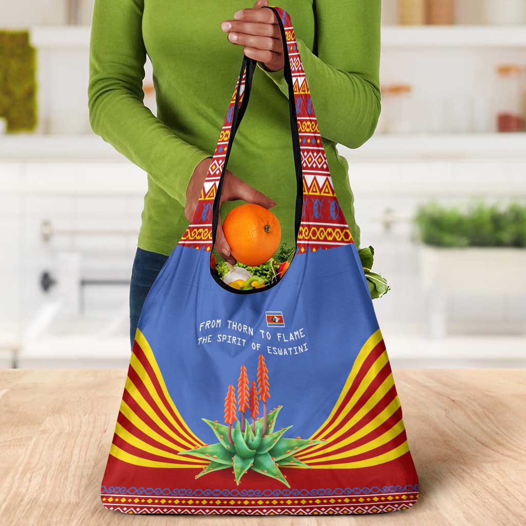 Aloe Vera Eswatini Grocery Bag Flag Print and Cultural Motif From Thorn to Flame