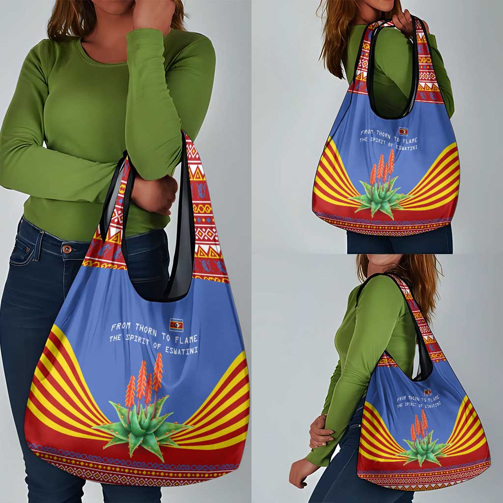 Aloe Vera Eswatini Grocery Bag Flag Print and Cultural Motif From Thorn to Flame