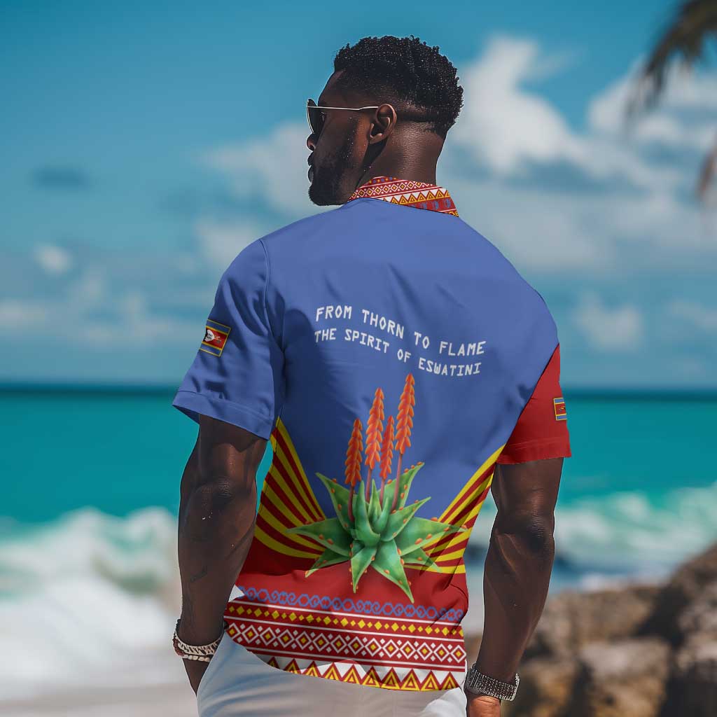 Aloe Vera Eswatini Hawaiian Shirt Flag Print and Cultural Motif From Thorn to Flame