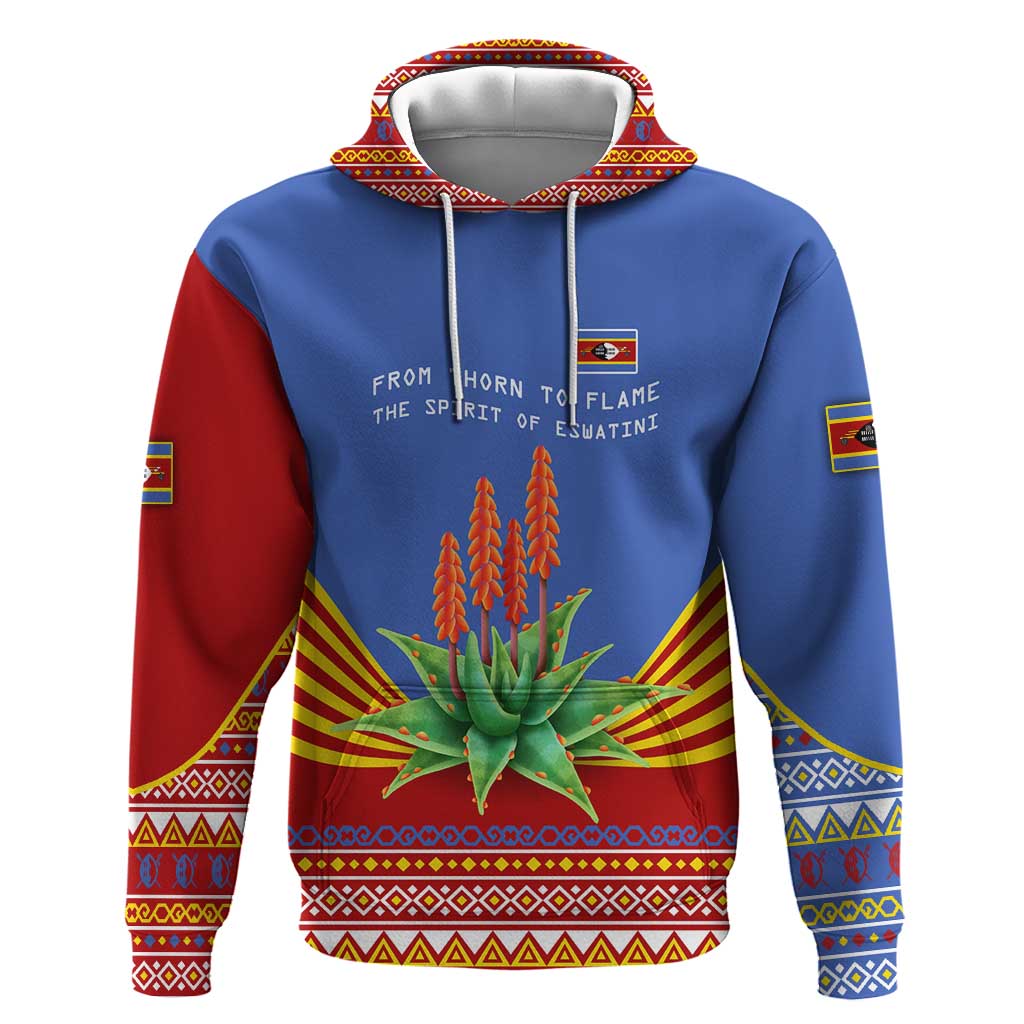 Aloe Vera Eswatini Hoodie Flag Print and Cultural Motif From Thorn to Flame