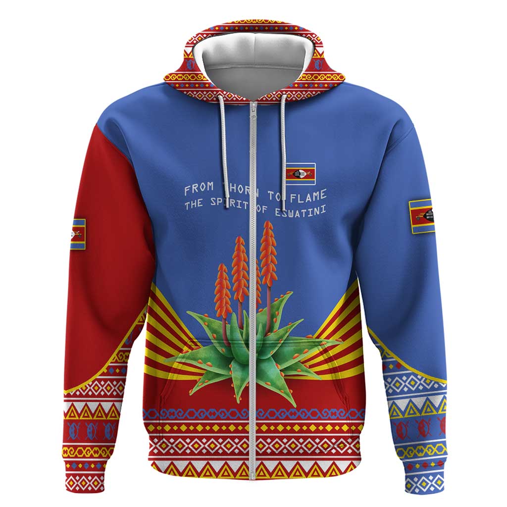 Aloe Vera Eswatini Hoodie Flag Print and Cultural Motif From Thorn to Flame