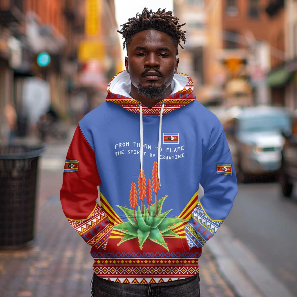 Aloe Vera Eswatini Hoodie Flag Print and Cultural Motif From Thorn to Flame