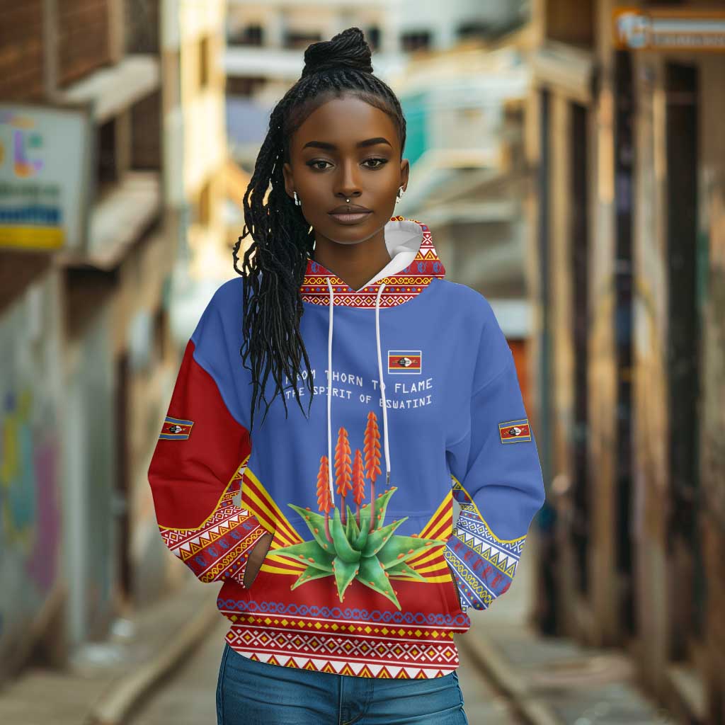 Aloe Vera Eswatini Hoodie Flag Print and Cultural Motif From Thorn to Flame