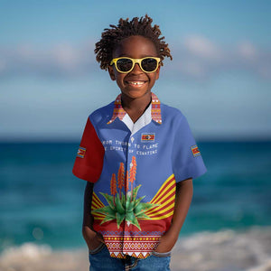 Aloe Vera Eswatini Kid Hawaiian Shirt Flag Print and Cultural Motif From Thorn to Flame