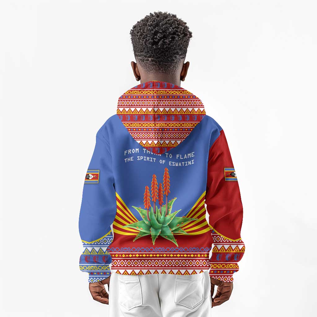 Aloe Vera Eswatini Kid Hoodie Flag Print and Cultural Motif From Thorn to Flame