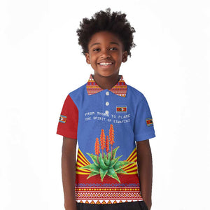 Aloe Vera Eswatini Kid Polo Shirt Flag Print and Cultural Motif From Thorn to Flame