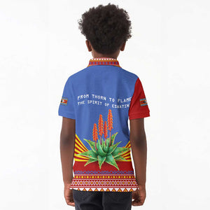 Aloe Vera Eswatini Kid Polo Shirt Flag Print and Cultural Motif From Thorn to Flame