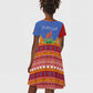 Aloe Vera Eswatini Kid Short Sleeve Dress Flag Print and Cultural Motif From Thorn to Flame
