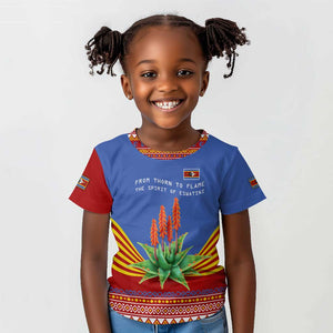 Aloe Vera Eswatini Kid T shirt Flag Print and Cultural Motif From Thorn to Flame