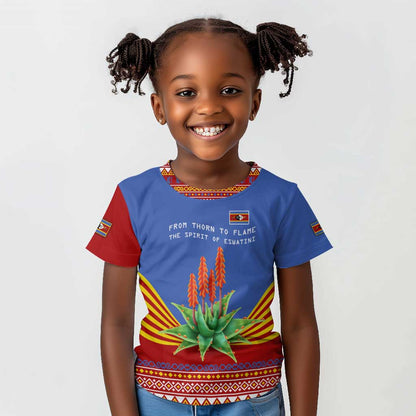 Aloe Vera Eswatini Kid T shirt Flag Print and Cultural Motif From Thorn to Flame