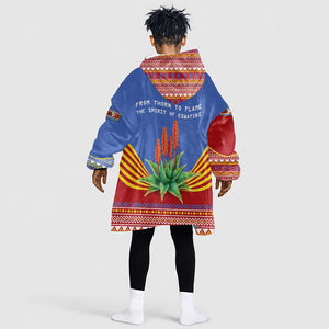 Aloe Vera Eswatini Kid Wearable Blanket Hoodie Flag Print and Cultural Motif From Thorn to Flame