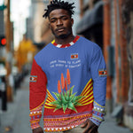 Aloe Vera Eswatini Long Sleeve Shirt Flag Print and Cultural Motif From Thorn to Flame