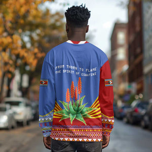 Aloe Vera Eswatini Long Sleeve Shirt Flag Print and Cultural Motif From Thorn to Flame