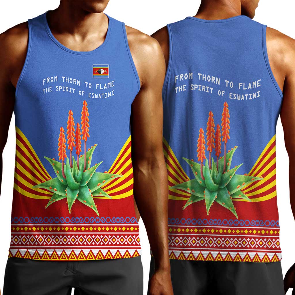 Aloe Vera Eswatini Men Tank Top Flag Print and Cultural Motif From Thorn to Flame