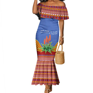 Aloe Vera Eswatini Mermaid Dress Flag Print and Cultural Motif From Thorn to Flame