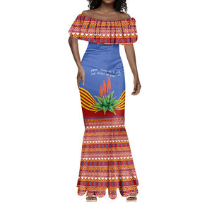 Aloe Vera Eswatini Mermaid Dress Flag Print and Cultural Motif From Thorn to Flame