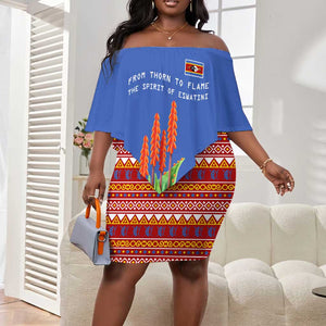 Aloe Vera Eswatini Off Shoulder Short Dress Flag Print and Cultural Motif From Thorn to Flame