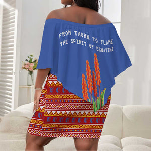 Aloe Vera Eswatini Off Shoulder Short Dress Flag Print and Cultural Motif From Thorn to Flame