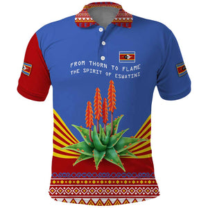 Aloe Vera Eswatini Polo Shirt Flag Print and Cultural Motif From Thorn to Flame