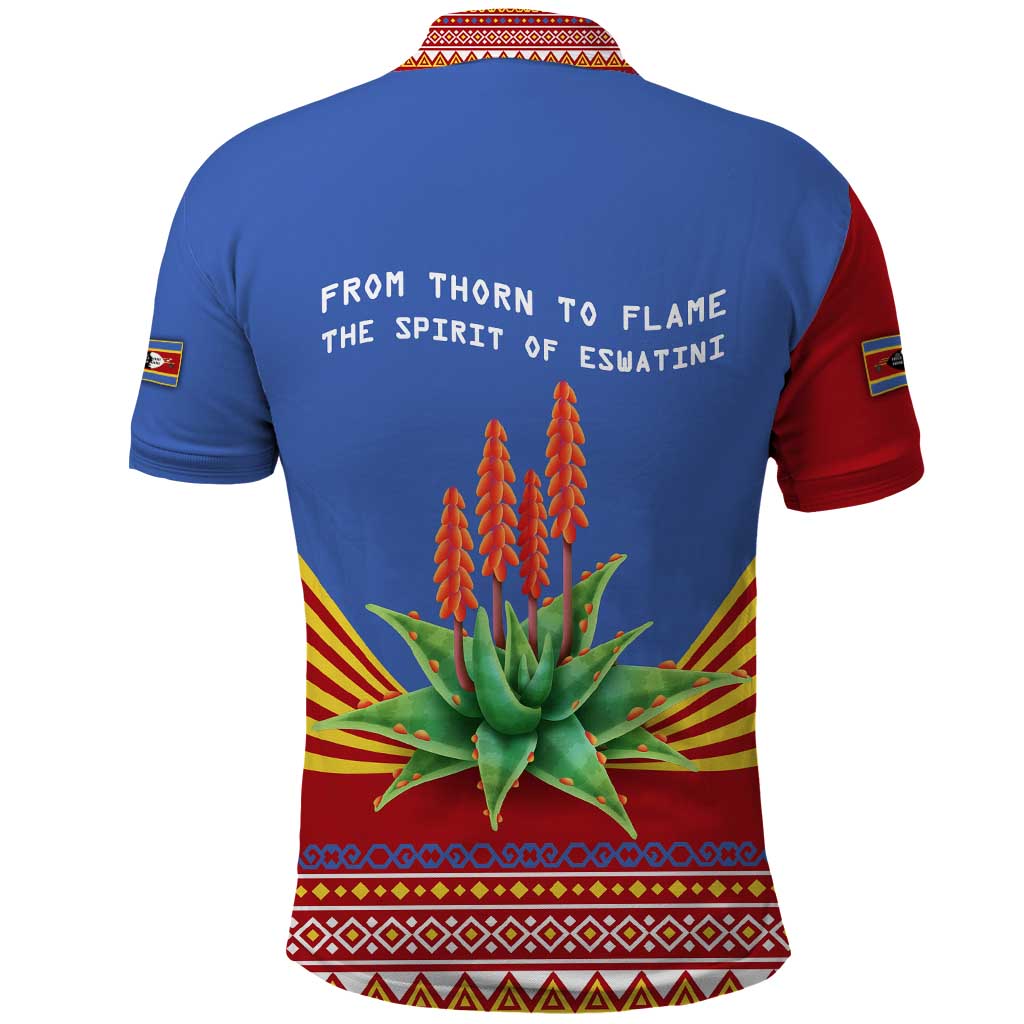 Aloe Vera Eswatini Polo Shirt Flag Print and Cultural Motif From Thorn to Flame