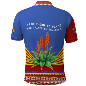Aloe Vera Eswatini Polo Shirt Flag Print and Cultural Motif From Thorn to Flame
