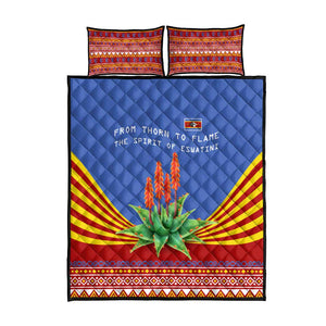 Aloe Vera Eswatini Quilt Bed Set Flag Print and Cultural Motif From Thorn to Flame
